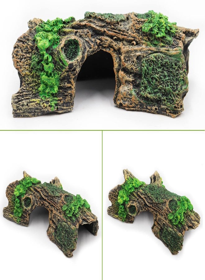 Oooct Hermit Crab Climbing Toy, Aquarium Betta Fish Hideout Caves, Resin Hollow Tree Trunk Ornament, Tank or Aquarium Decorations, Climbing and Hide Toy for Reptile Lizard Newt Hermit Crab - Image 5